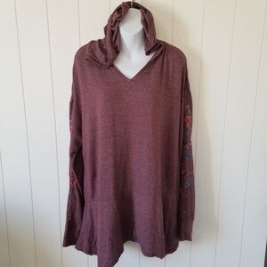 Knox Rose Boho Floral Sleeve Hoodie Size Large Long Sleeve